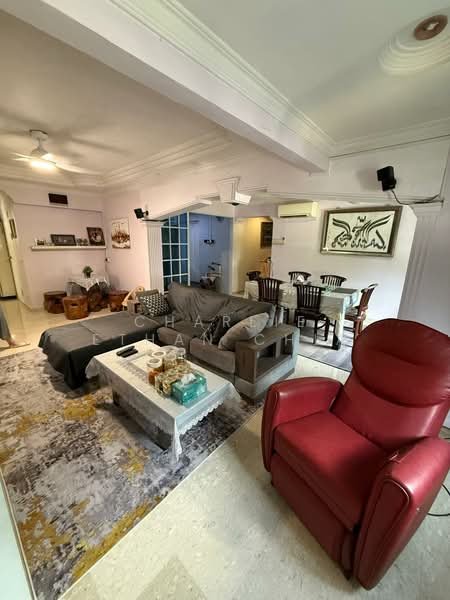 red roomsofa in living