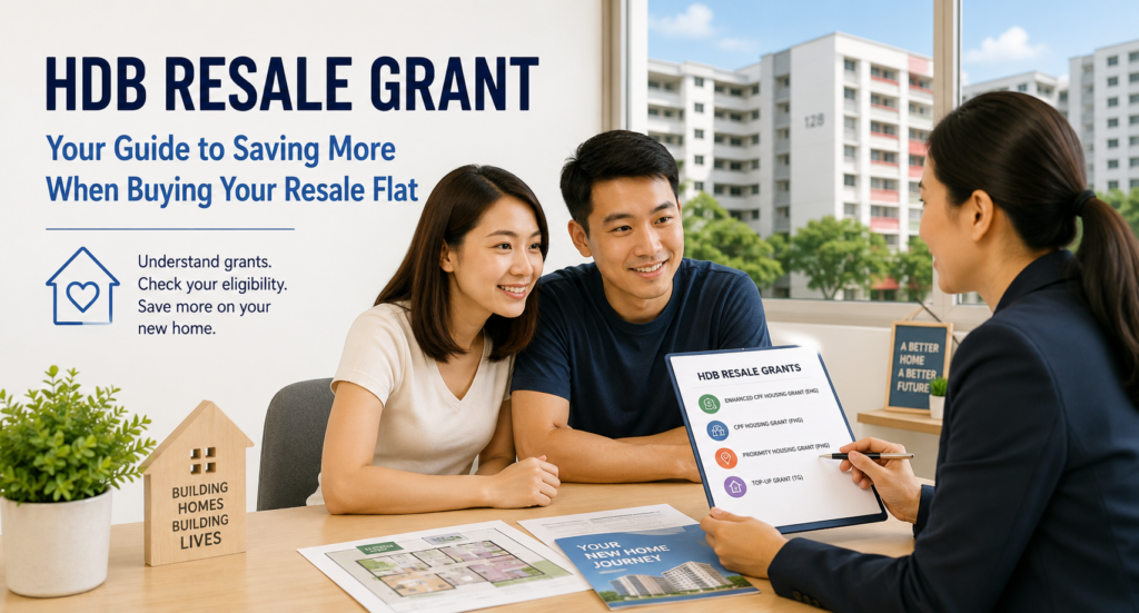 Homebuyers discussing HDB resale grant eligibility before purchasing a resale flat in Singapore