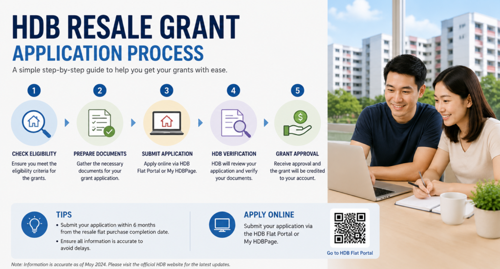 Step-by-step HDB resale grant application process and document checklist
