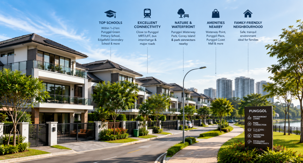 Family-friendly neighbourhood featuring Punggol landed house for sale